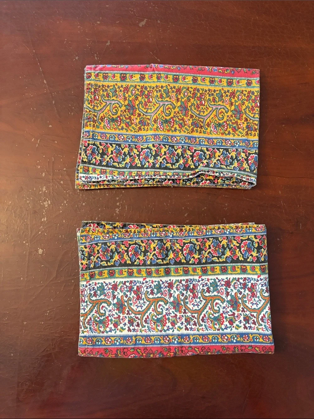 Set of 2 Vintage Williams Sonoma Reversible Cotton Paisley Floral Placemat